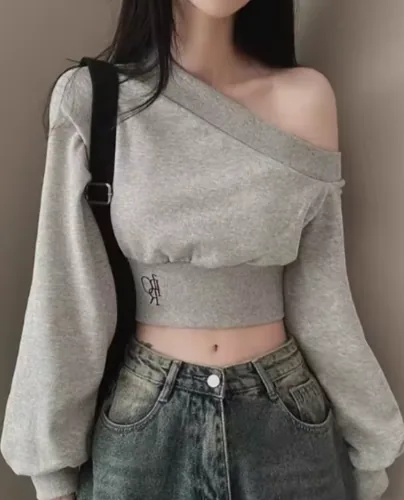 Blusa Cruzada Gris · Manga Larga
