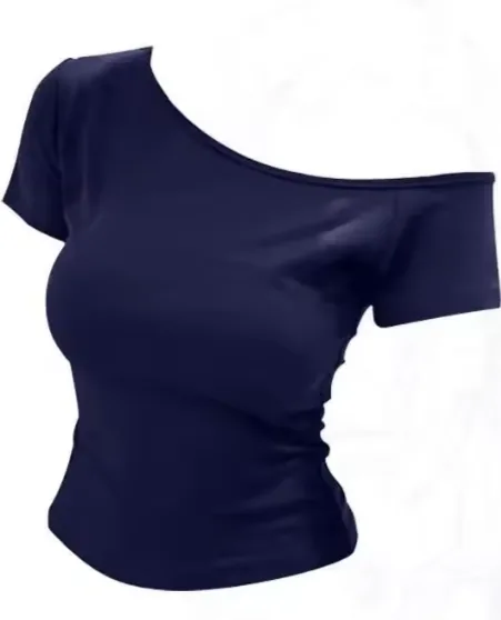 T-shirt Azul Hombro Caído