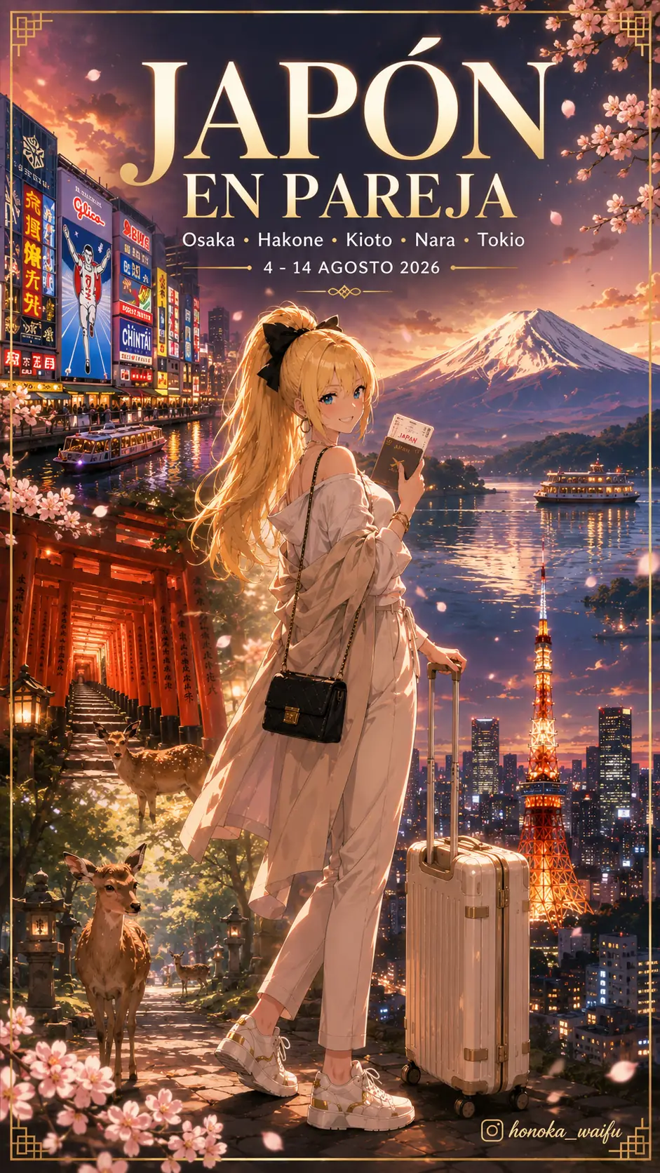 Portada de itinerario Honoka - Japón en pareja: Osaka, Hakone, Kioto, Nara y Tokio, 4 al 14 de agosto